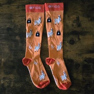 New Figs Compression Socks Orange Llama M